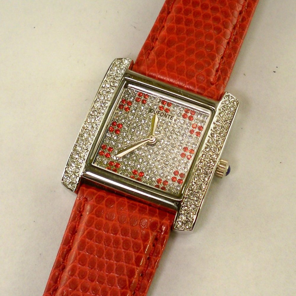 Dufonte, Ruby Red Crystals Imitation Snake band Watch
